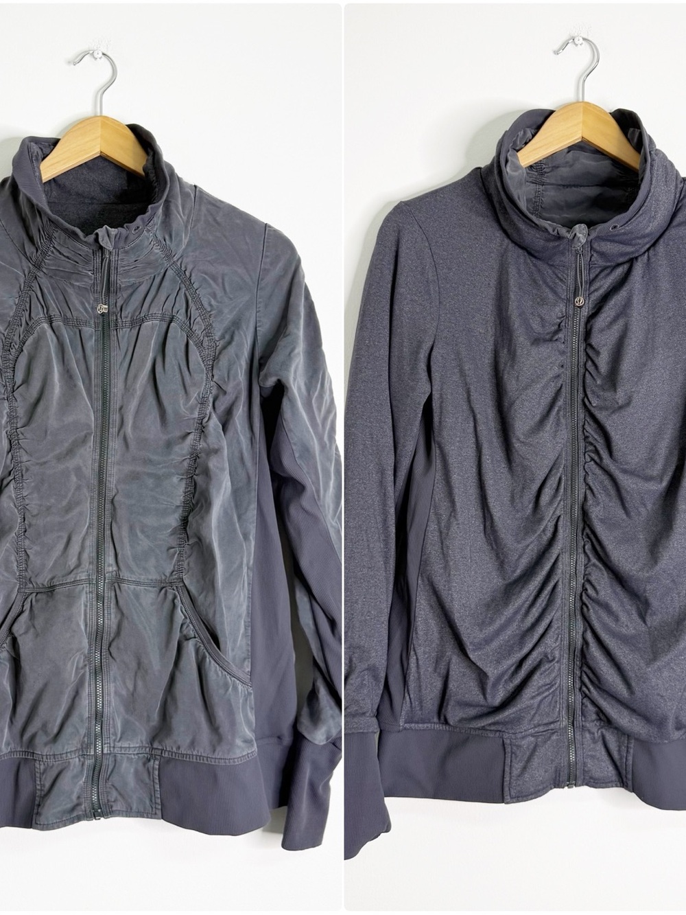 Lululemon Reversible Zip Jacket Gray Ruched Yoga Jacket Size 10